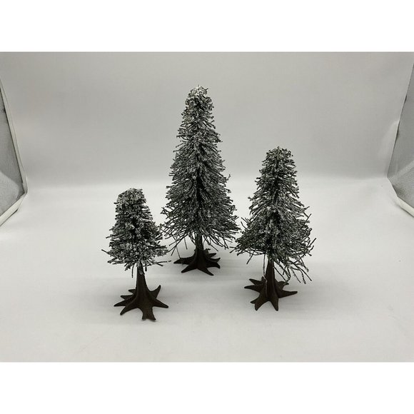 Department 56 Village Accessories Frosted Norway Pines #51756 Set of 3 VTG Trees - Picture 9 of 15
